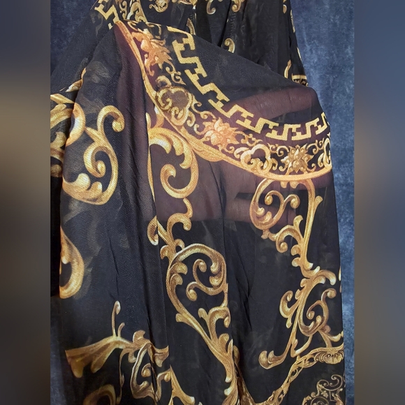 Boohoo Black and Gold Sheer Maxi Swimsuit Cover Up - Picture 8 of 13